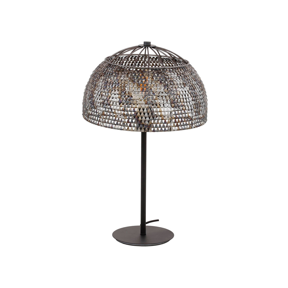 Giga Meubel Tafellamp Armor Open - Zwart/Bruin - 1-Lichts - 35x35x55cm