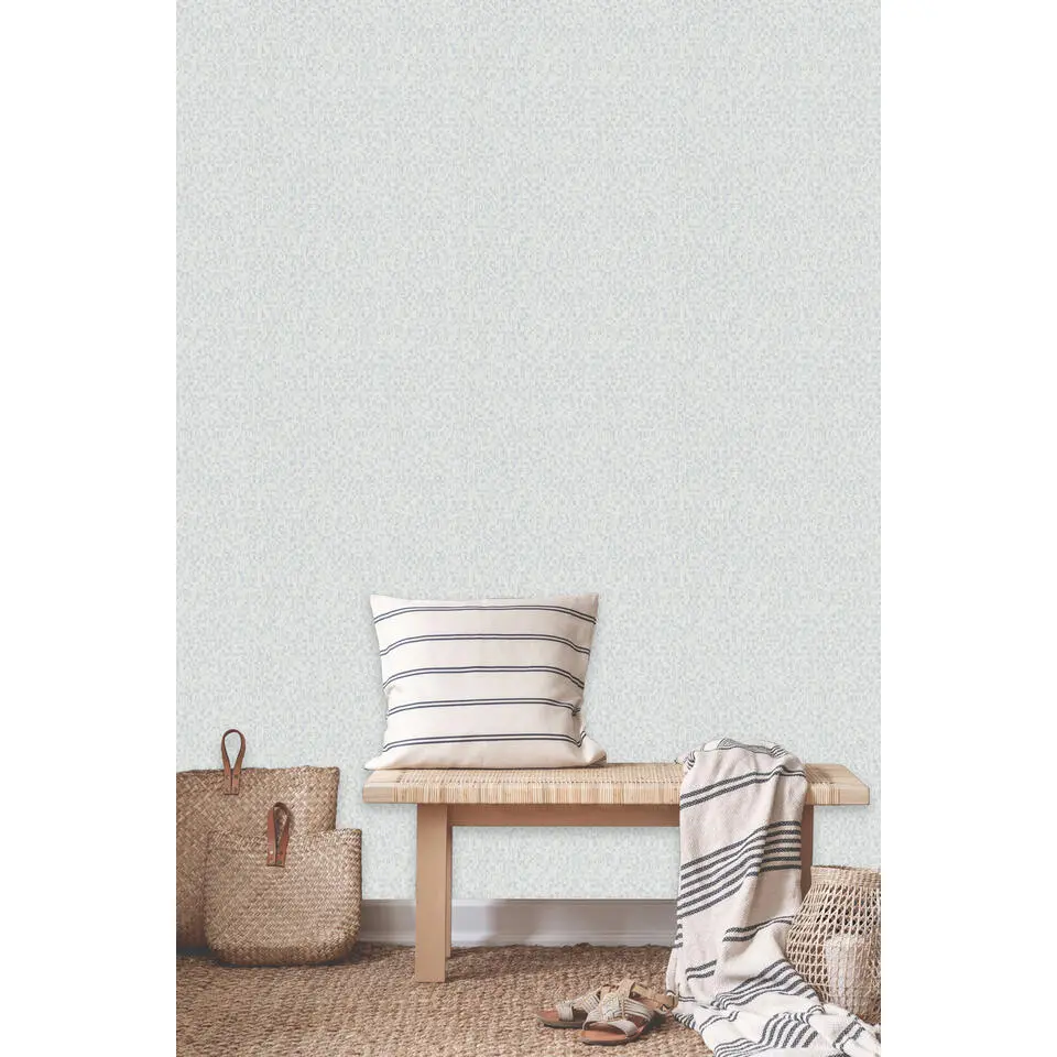 Dutch Wallcoverings - Loft uni/blokjes wit/grijs - 0,53x10,05m