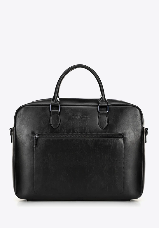 Męska torba na laptopa 16” z imitacji skóry czarna