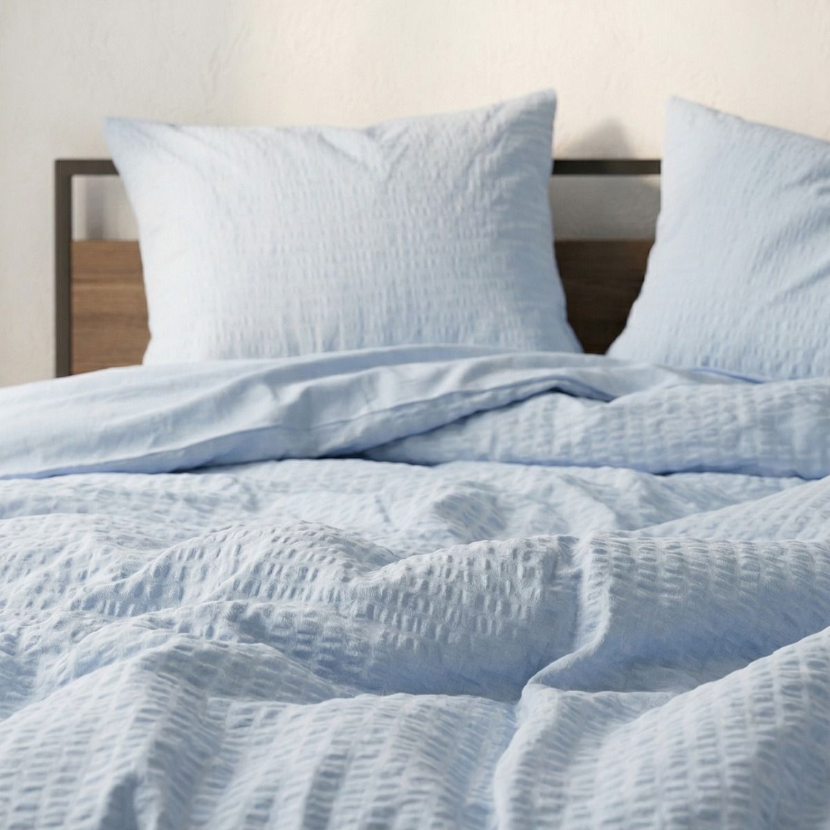 Pościel RETIE z kory bawełnianej błękitna 160x200   2*50x60 cm