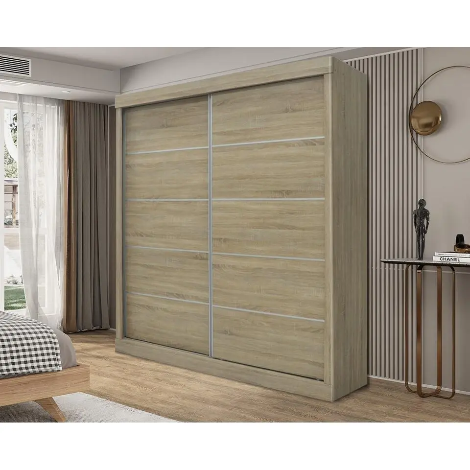 Interiax Kledingkast 'Mila' - Sonoma Eik - Schuifdeurkast - 197x182x52 cm