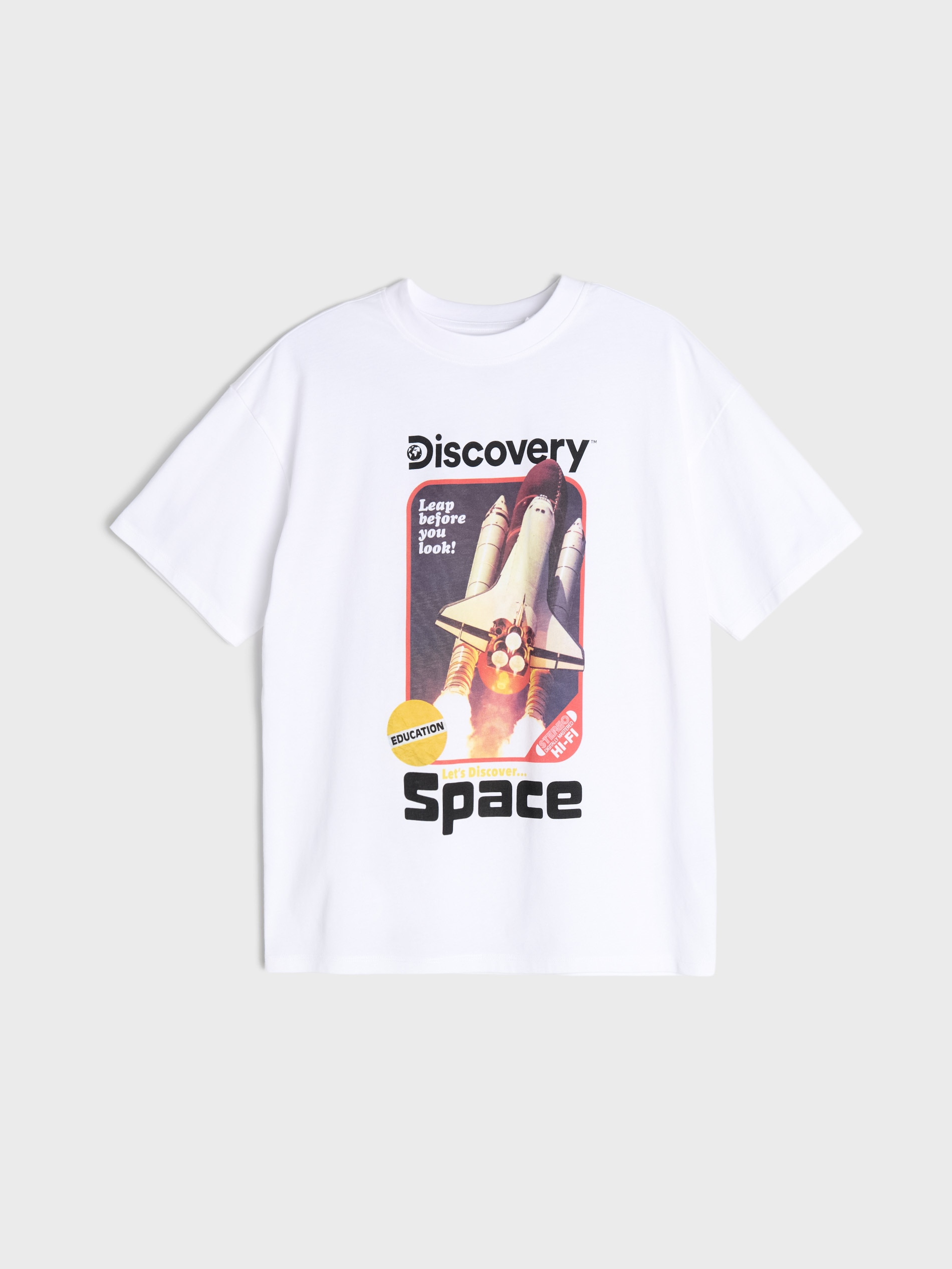Bawełniana koszulka oversize z nadrukiem Discovery