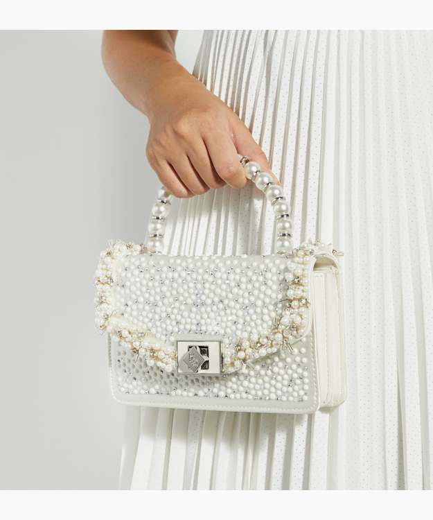 Bridesmaid Ivory - Pearl Embellished Top Handle Bag