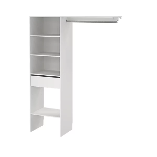 Kit dressing 1 colonne réversible L. 150 x H. 200 x P. 45 cm, blanc, avec 1 tiroir, GoodHome Nyssa