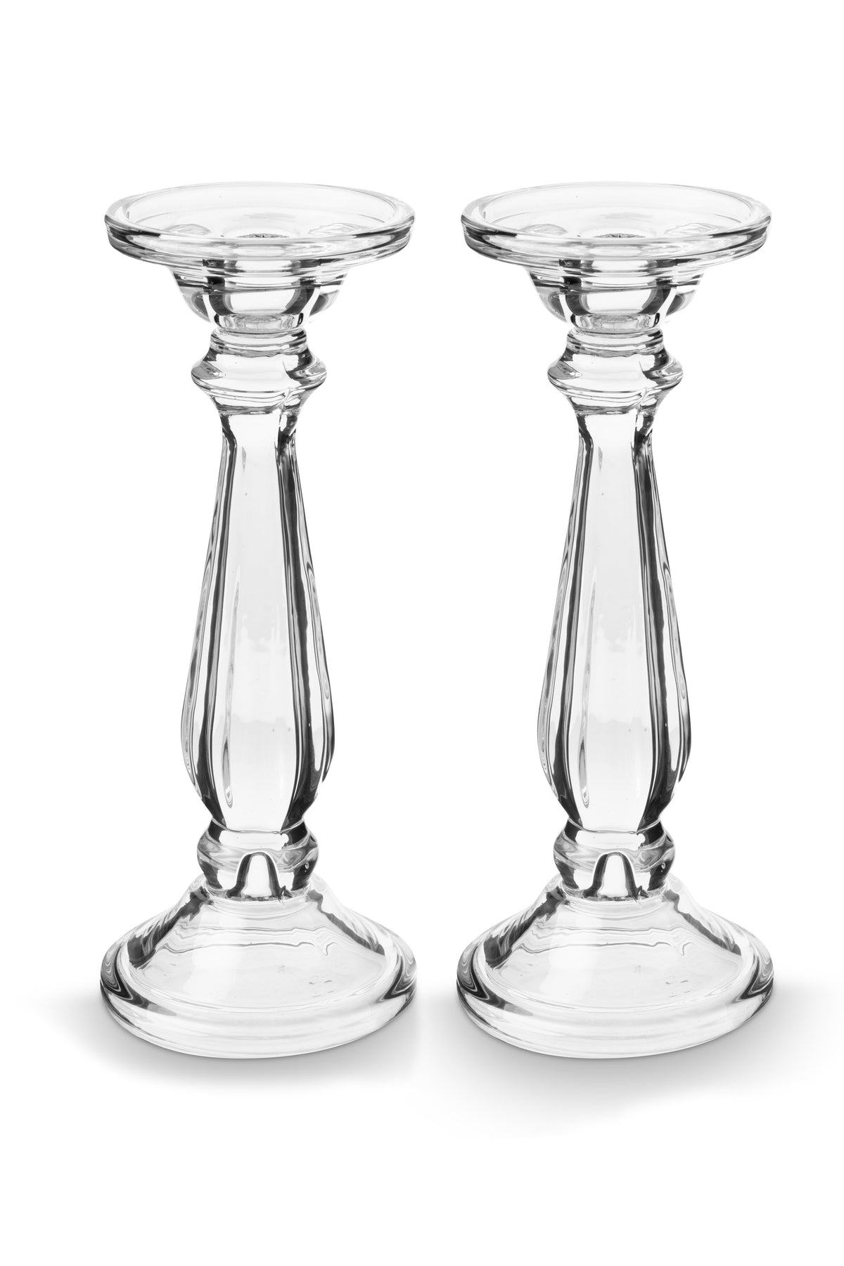 vtwonen Kandelaar - Set van 2 - van Glas - Transparant - 9.9x25cm