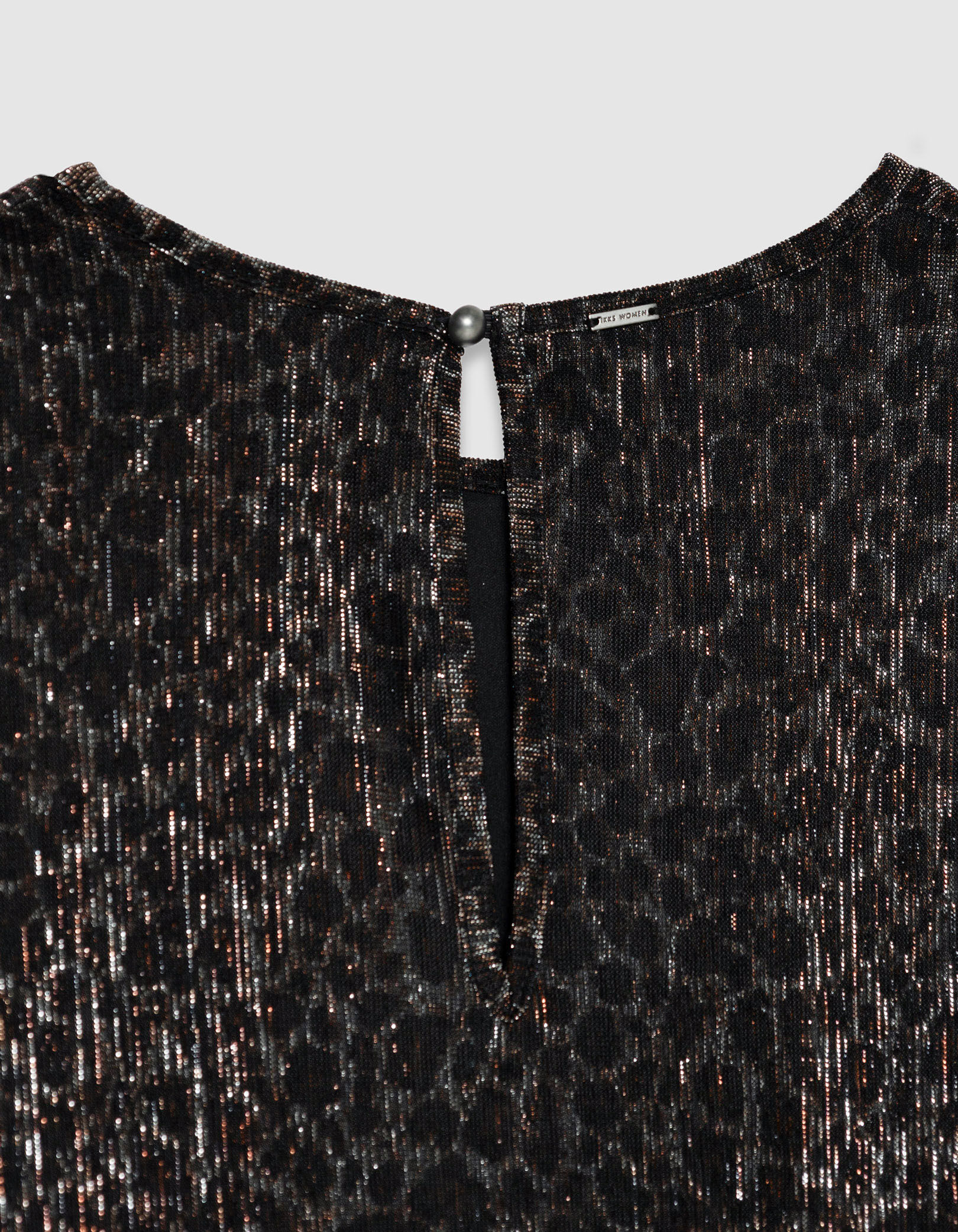 Top noir maille motif léopard lurex Femme