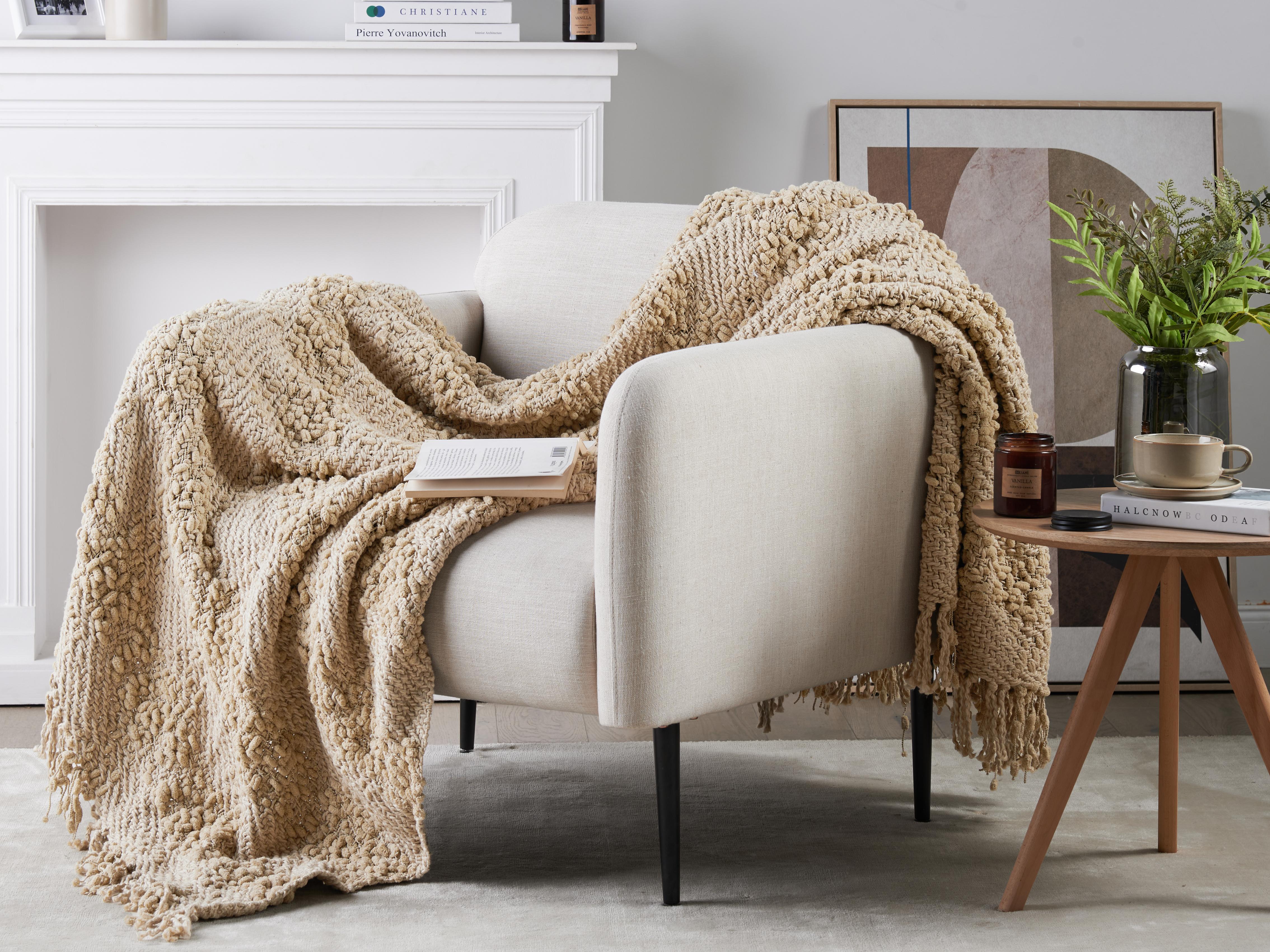Blanket VELLA Cotton 150 x 200 cm Beige