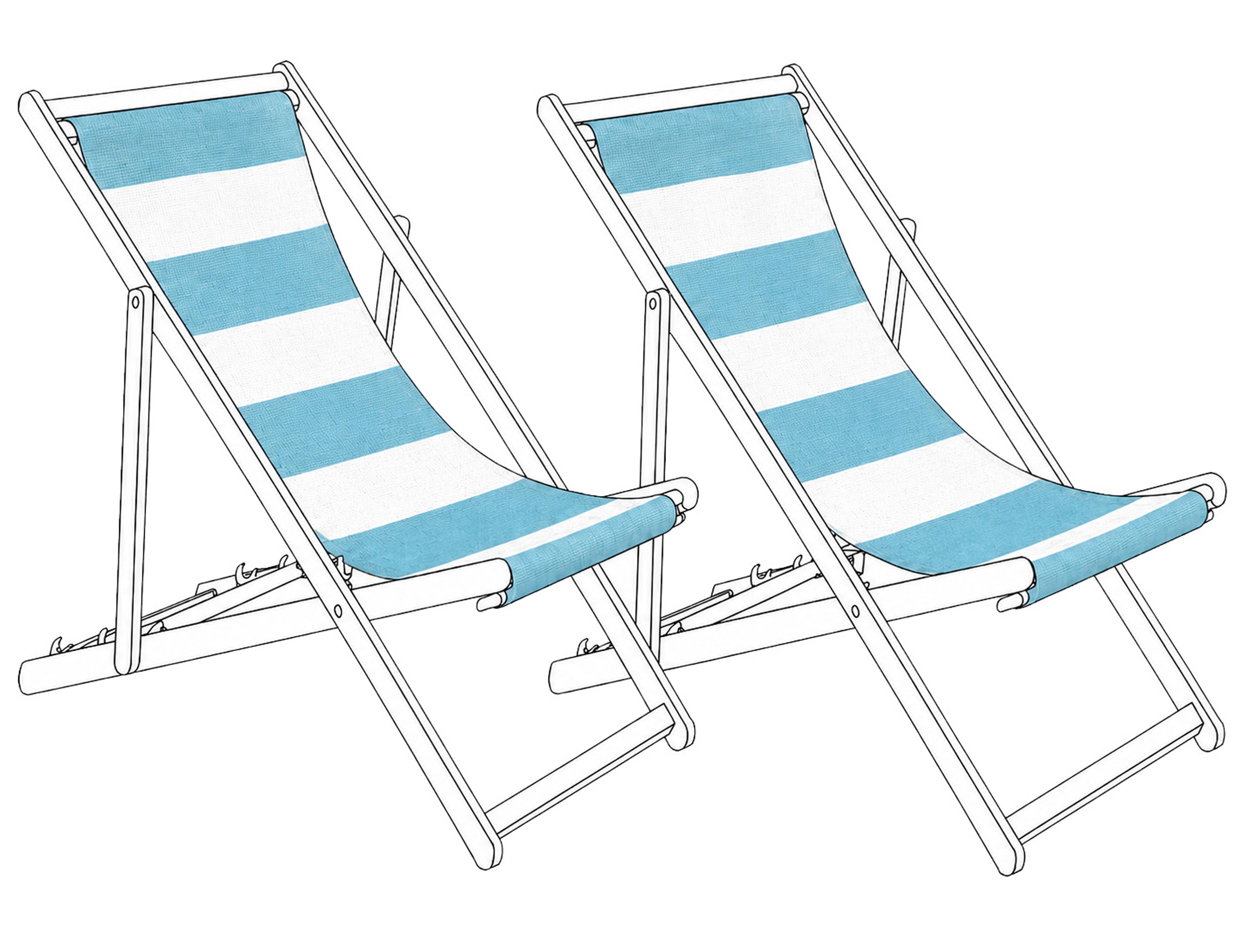 Set of 2 Sun Lounger Replacement Fabrics ANZIO/AVELLINO 113 x 44 cm Turquoise