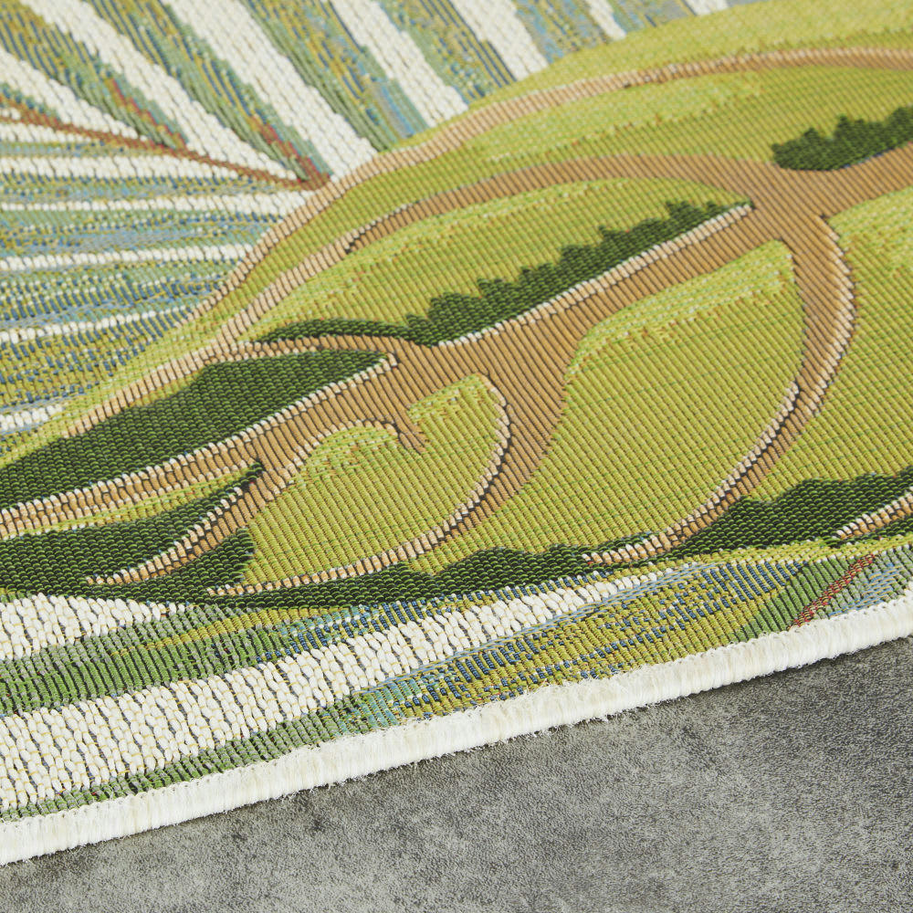 KEOLA - Tapis tissé imprimé jungle écru et vert 160x230