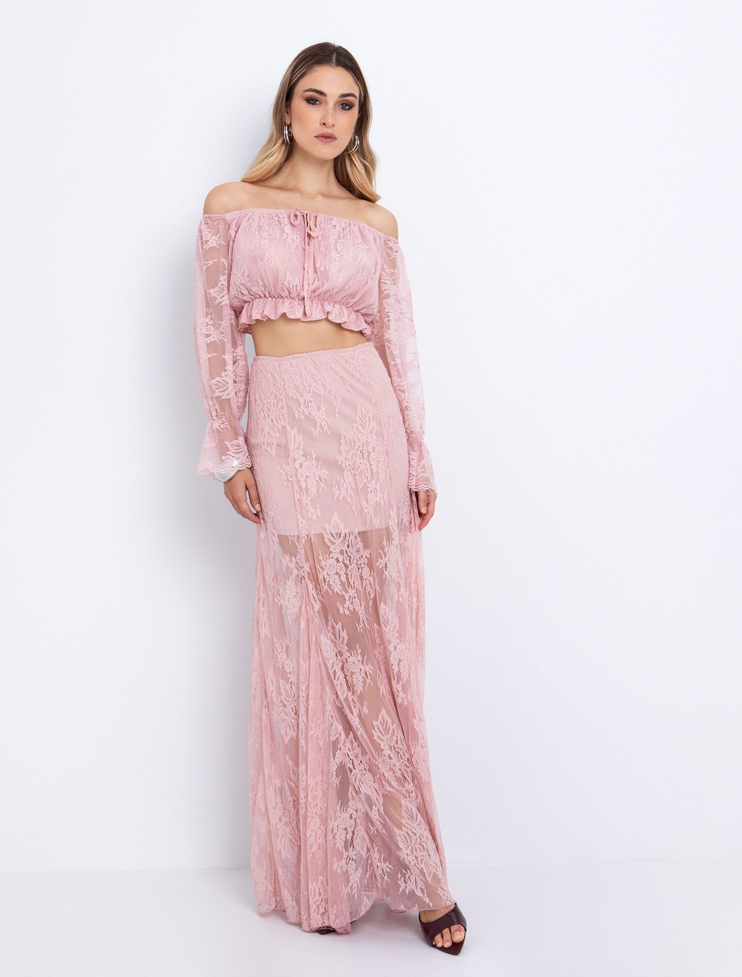 Off shoulder δαντέλα τοπ