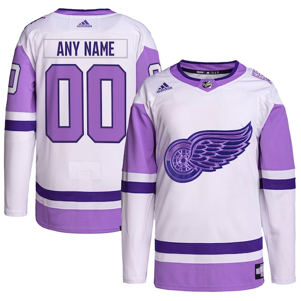 Detroit Red Wings adidas Hockey Fights Cancer Primegreen Authentic Custom Jersey - White/Purple