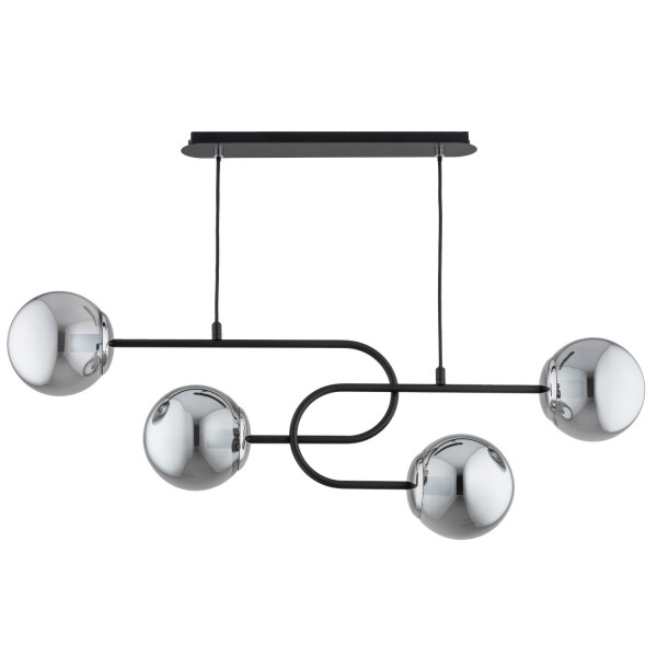 Lampa wisząca czarna-chromowana-dymiona NARI 4xE14x10W Alfa