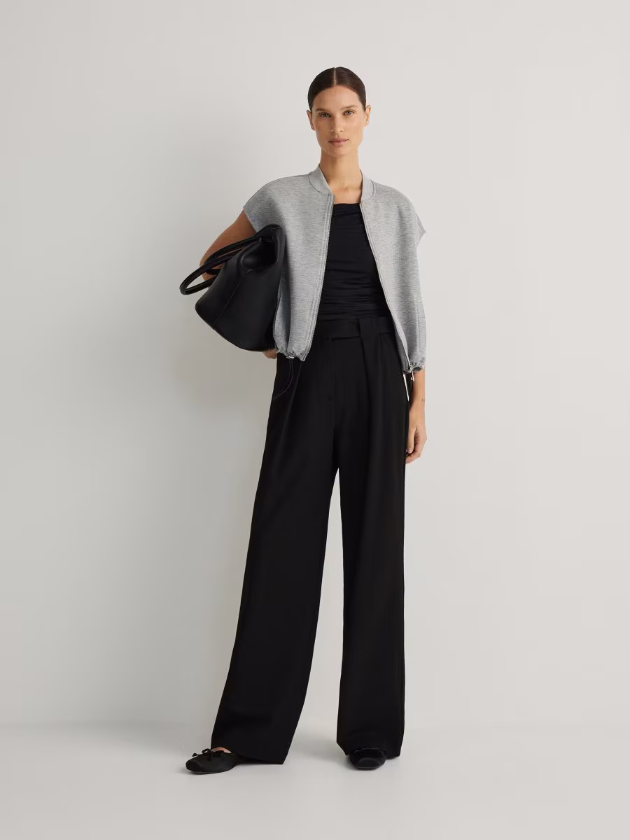 Wide Leg Trousers With Viscose Blend