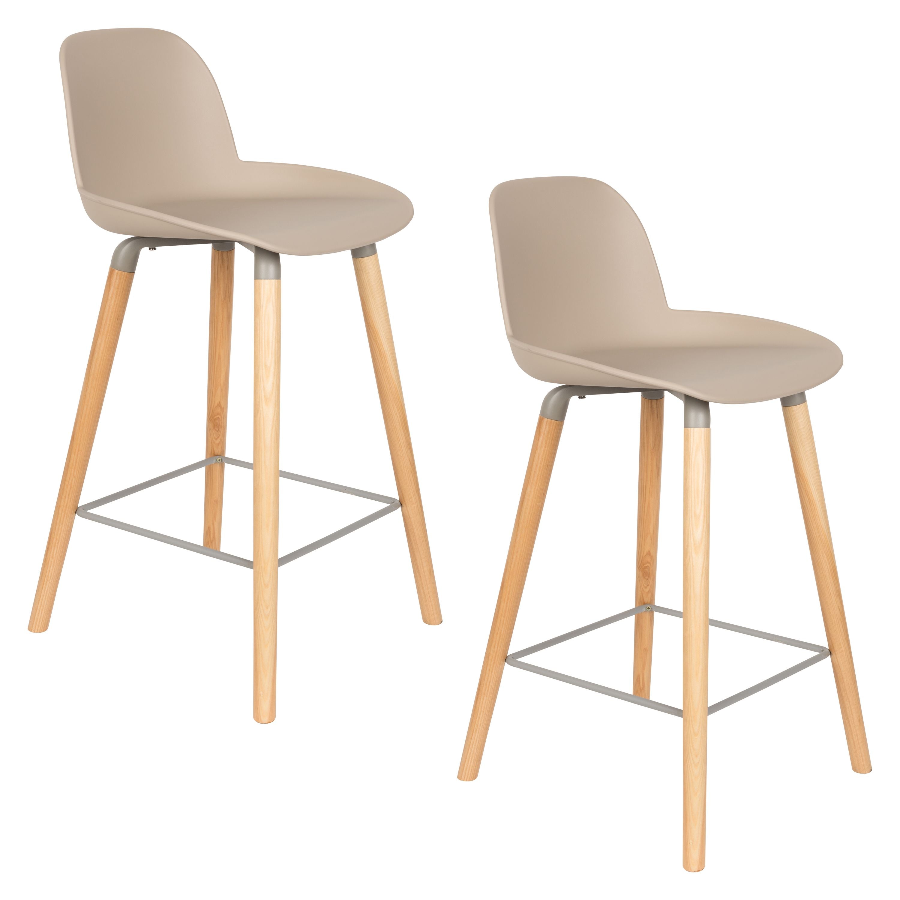 Zuiver Albert Kuip Barkrukken rugleuning 65 cm Taupe - Set van 2