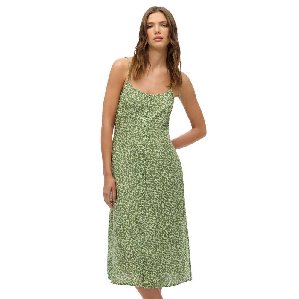 Superdry Print Button sleeveless midi dress