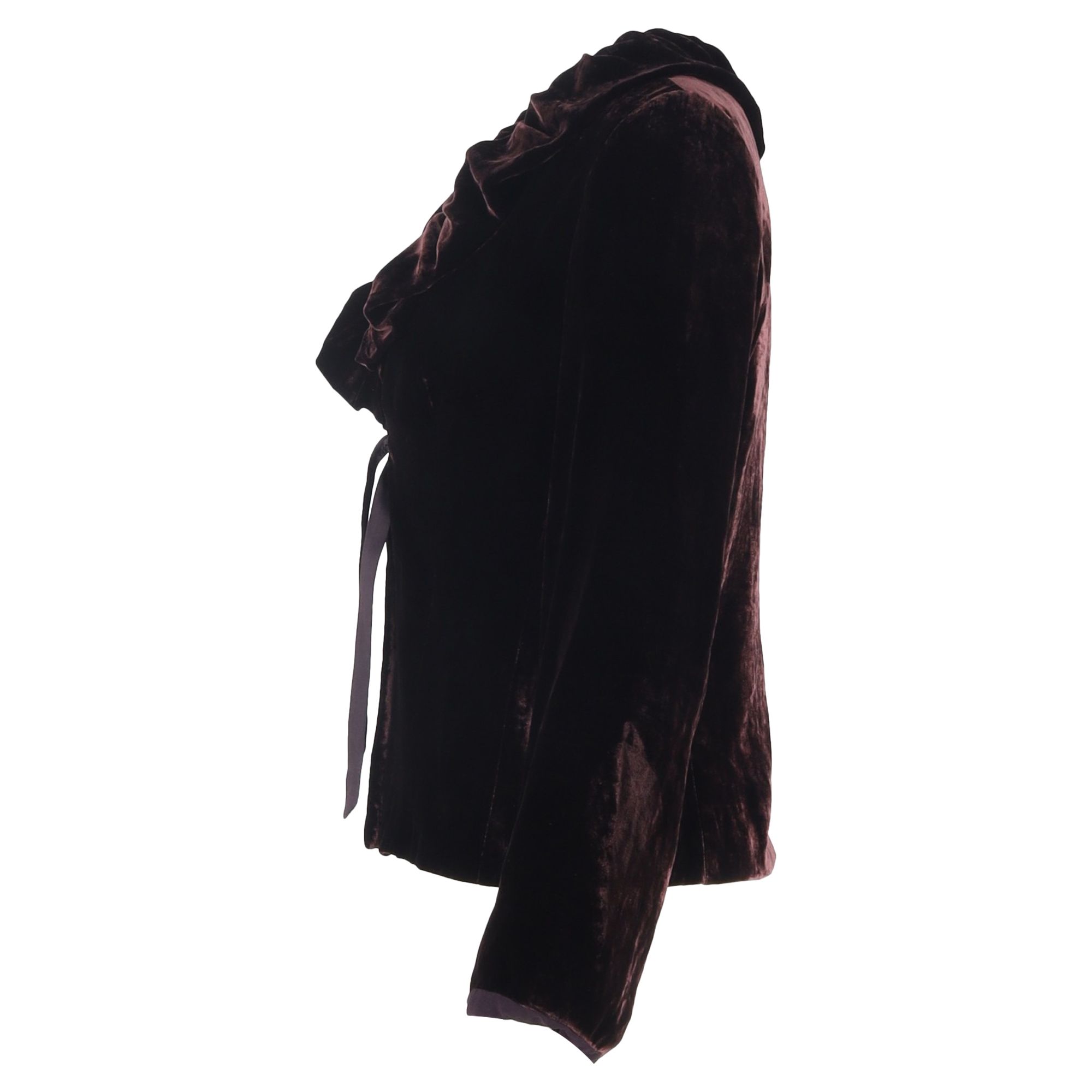 Max Mara Preloved Frilled Collar Bow Blazer in Burgundy Velvet