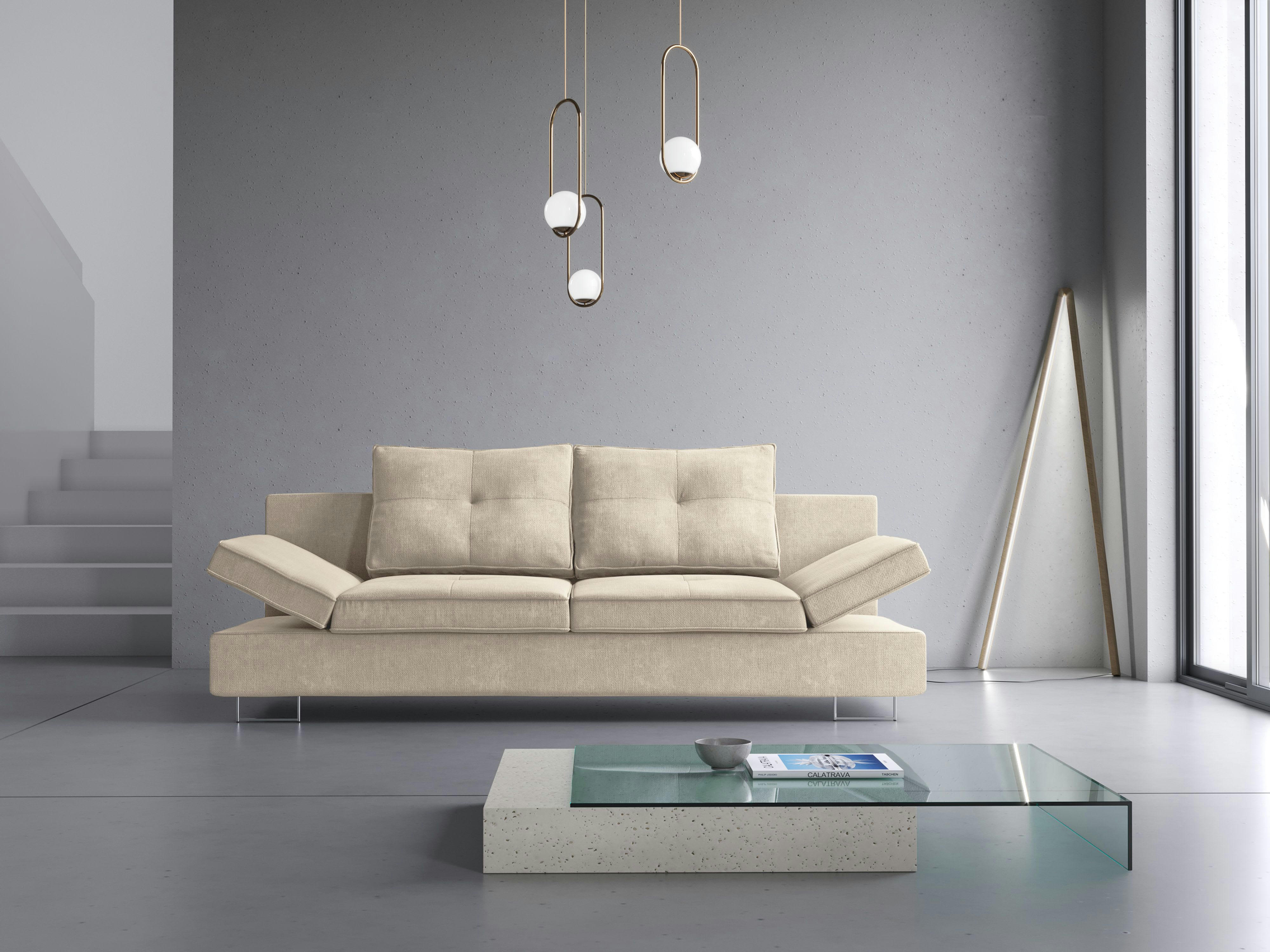 ZIRCON - Canapé 2 places en tissu structuré beige