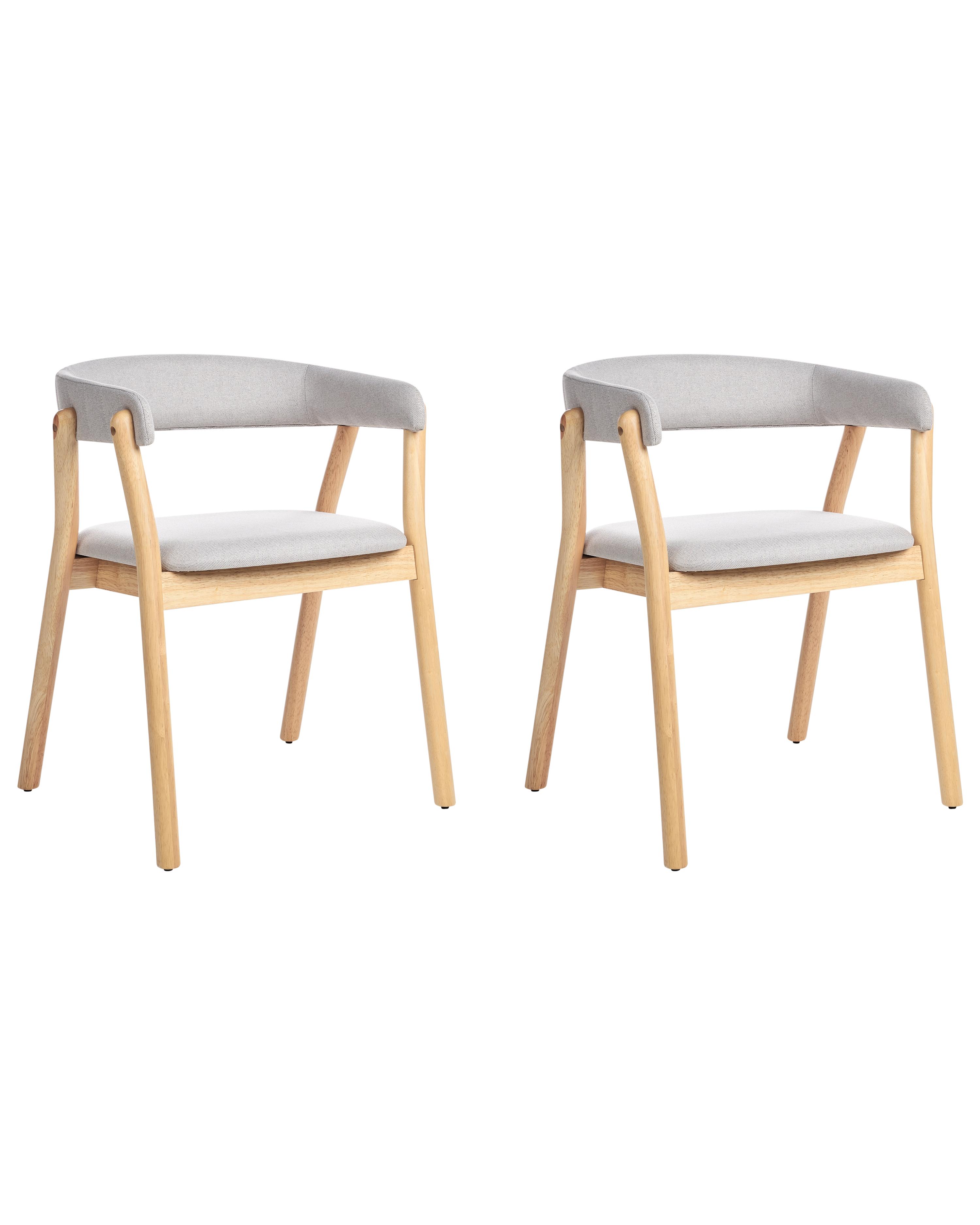 Set of 2 Dining Chairs MYLO Fabric Light Brown/ Grey