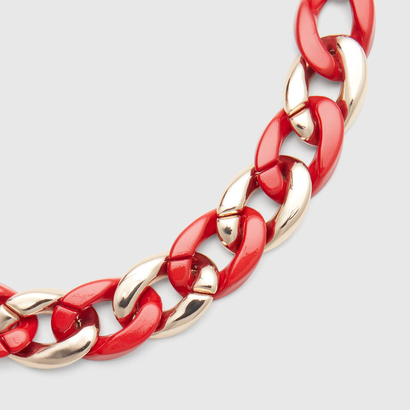 Gold and brick red chain bracelet