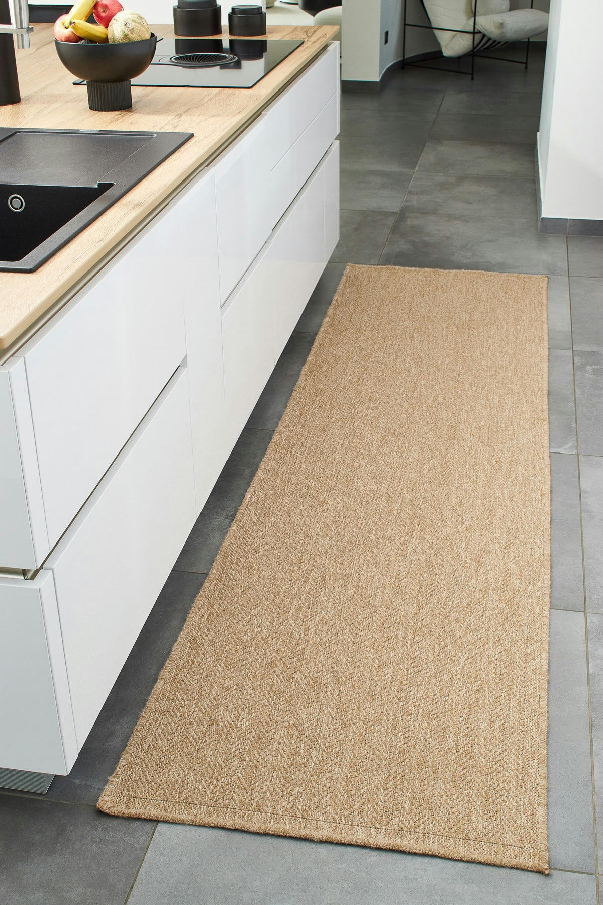 NATURE - Tapis intérieur et extérieur aspect jute beige chevron 60x180