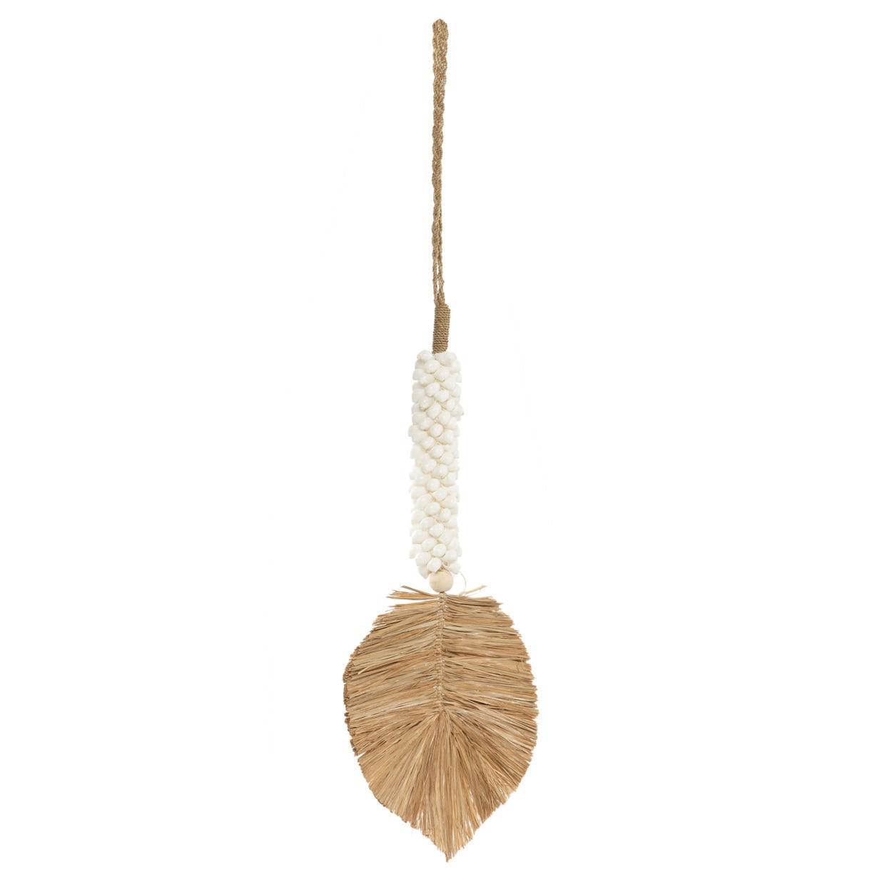 RAFFIA SHELL - Décoration suspendue en coquillage et raphia naturel blanc