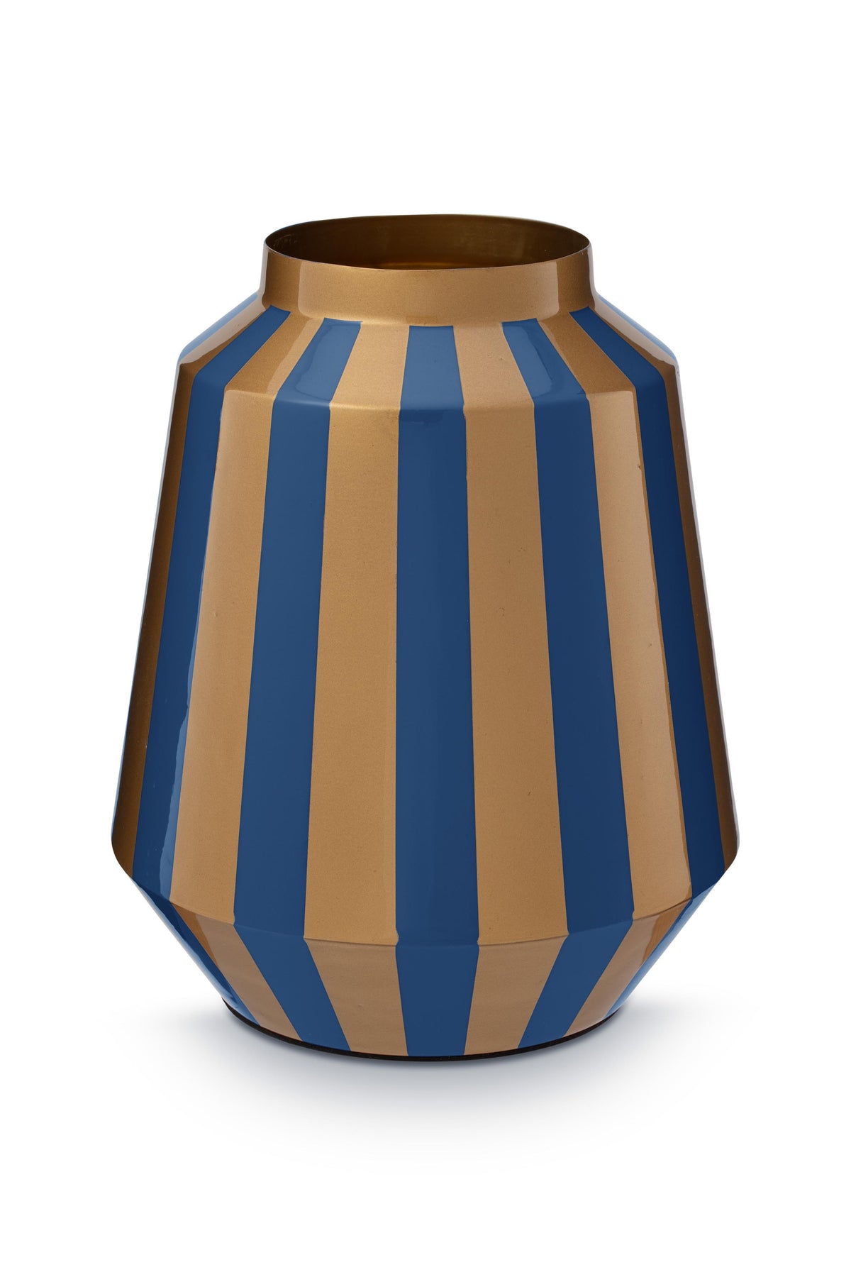Pip Studio Vaas Stripes - Metaal - Blauw/ Goud - 24x29cm