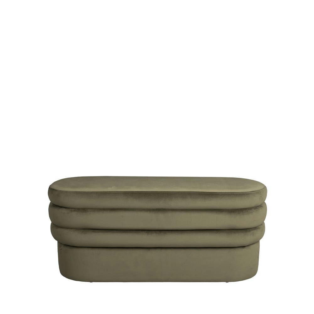 ADITI - Banc en velours L93cm vert kaki
