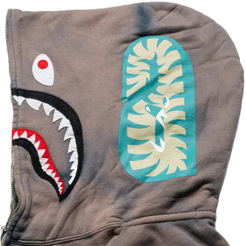 A Bathing Ape Hand Dye Shark Full Zip Hoodie - Green
