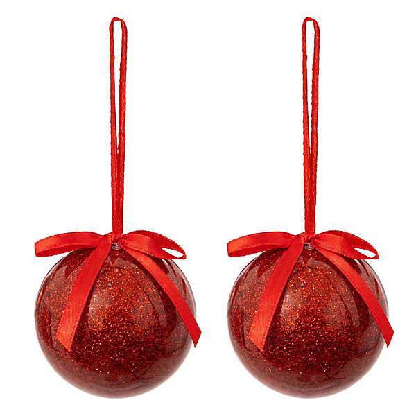Boule de Noël papier unie x2 rouge 60mm - Atmosphera