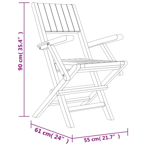 NNEVL Folding Garden Chairs 8 pcs 55x61x90 cm Solid Wood Teak