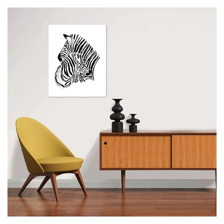 2 ZÈBRES - Poster en papier noir et blanc 40x50 cm