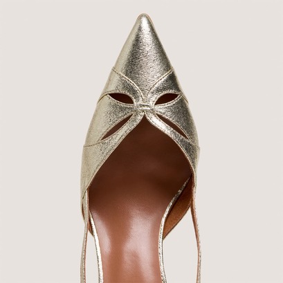 Escarpins slingbacks à bouts pointusen synthétique métallisé platine | DAMOUR