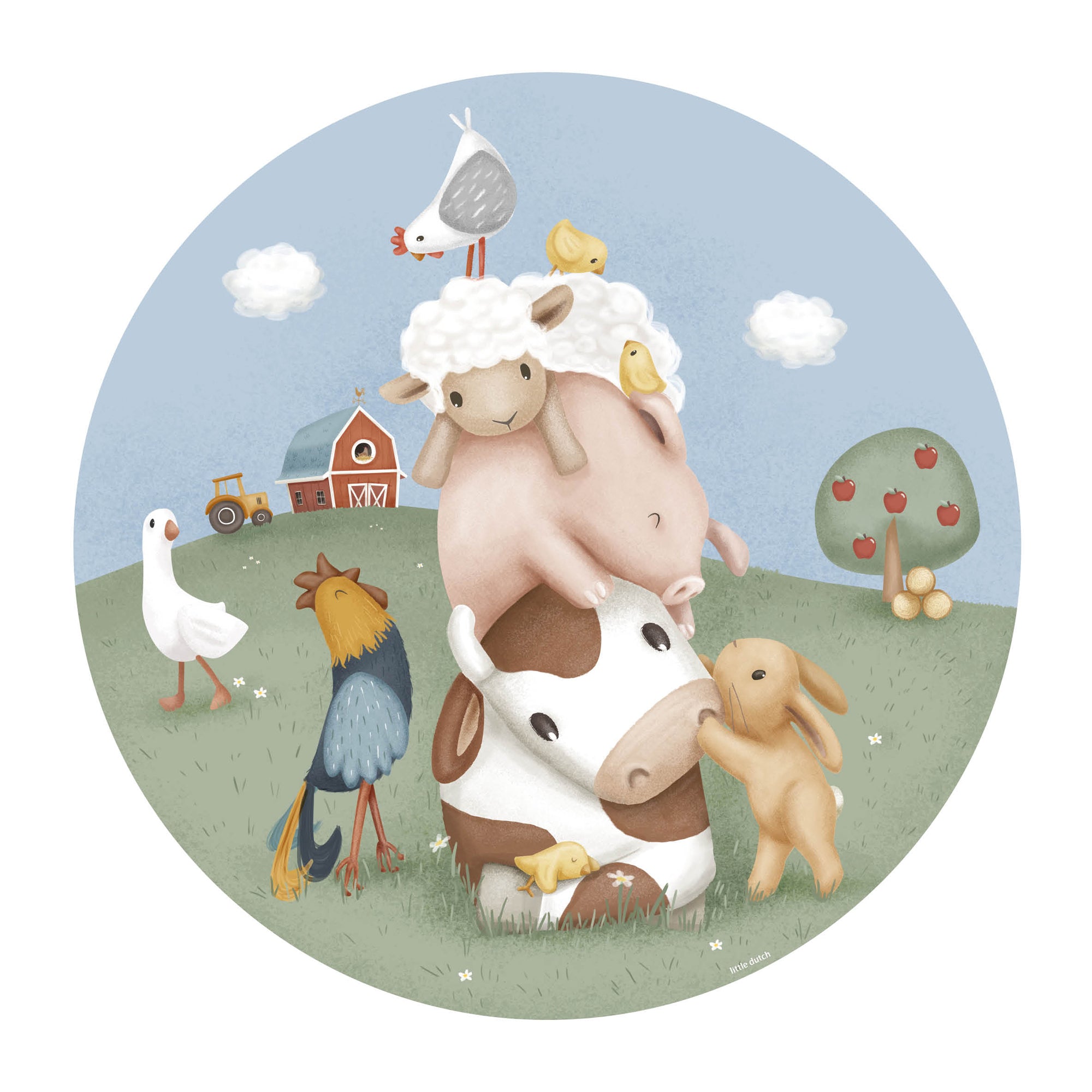 Little Dutch Behangcirkel Kinderkamer Little Farm 100cm
