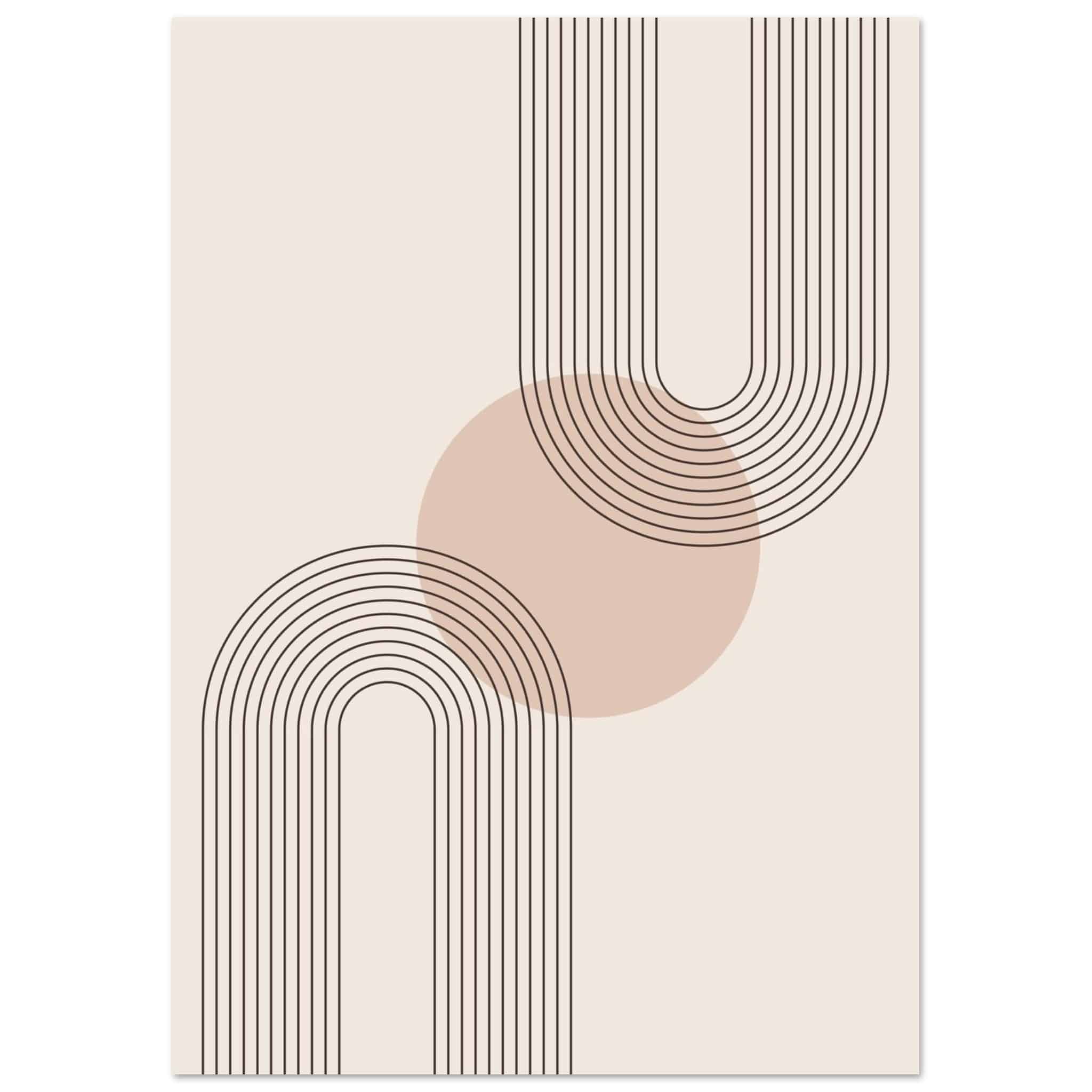 Artfulprints Poster Boho – Neutral curves  - A4 21x29.7 cm - Grijs