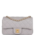 Chanel Classic Flag Bag Pearl Crush Mini Rectangular Flap Bag Light Grey   Antique Gold Hardware