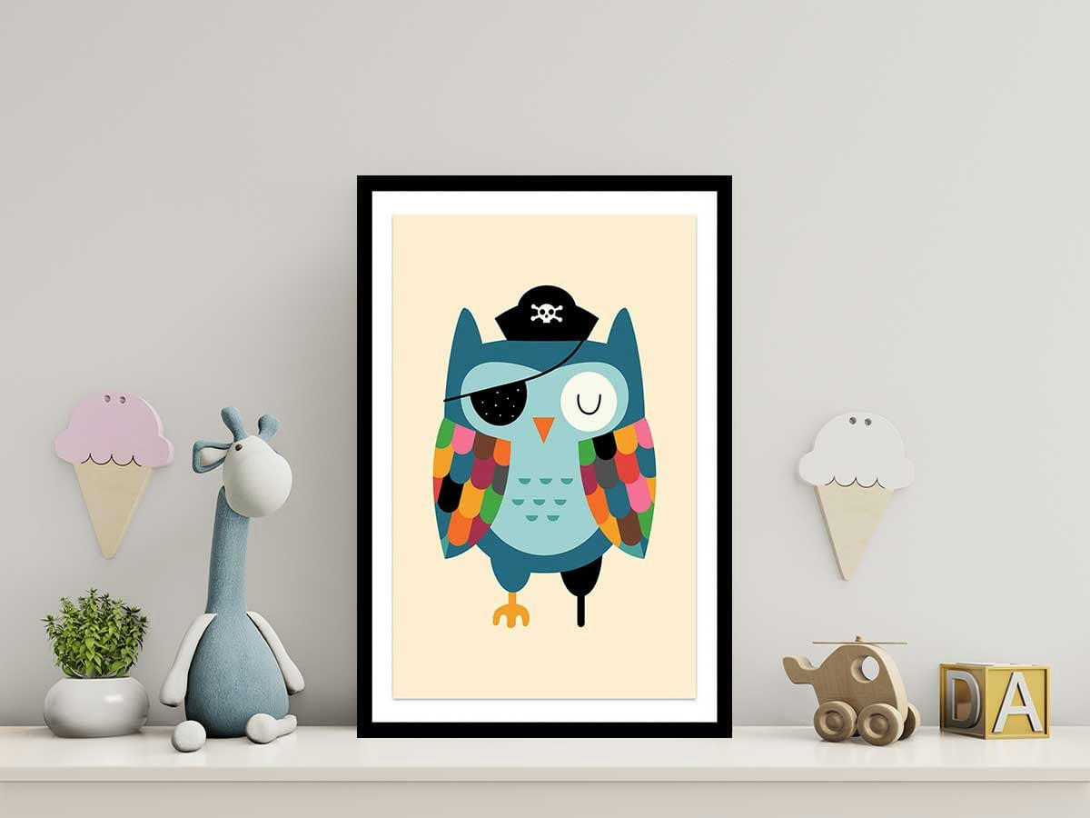 - Affiche  capitaine hibou avec cadre noir 40x60cm