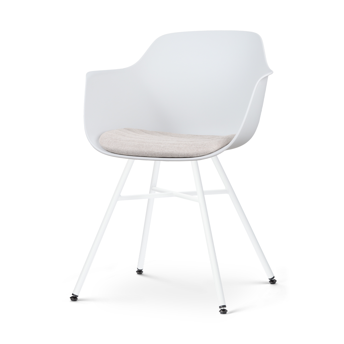 Nolon Noa-Liz Eetkamerstoel Wit - Beige Kussen - Witte Poten