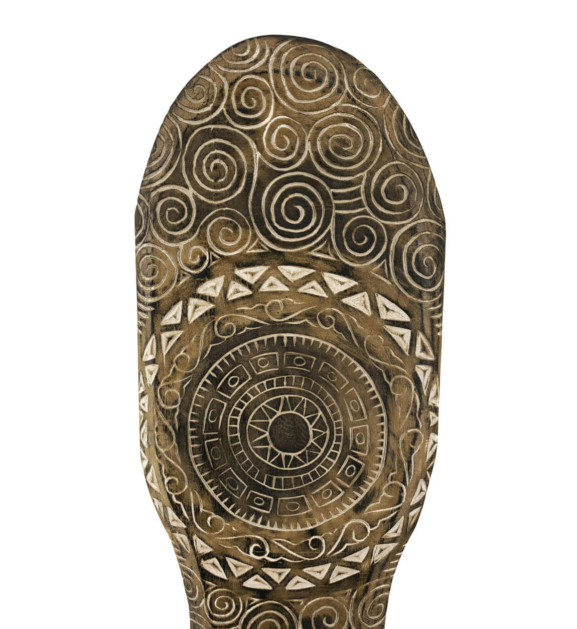 - Figure soleil sculpé avec pied en bois marron