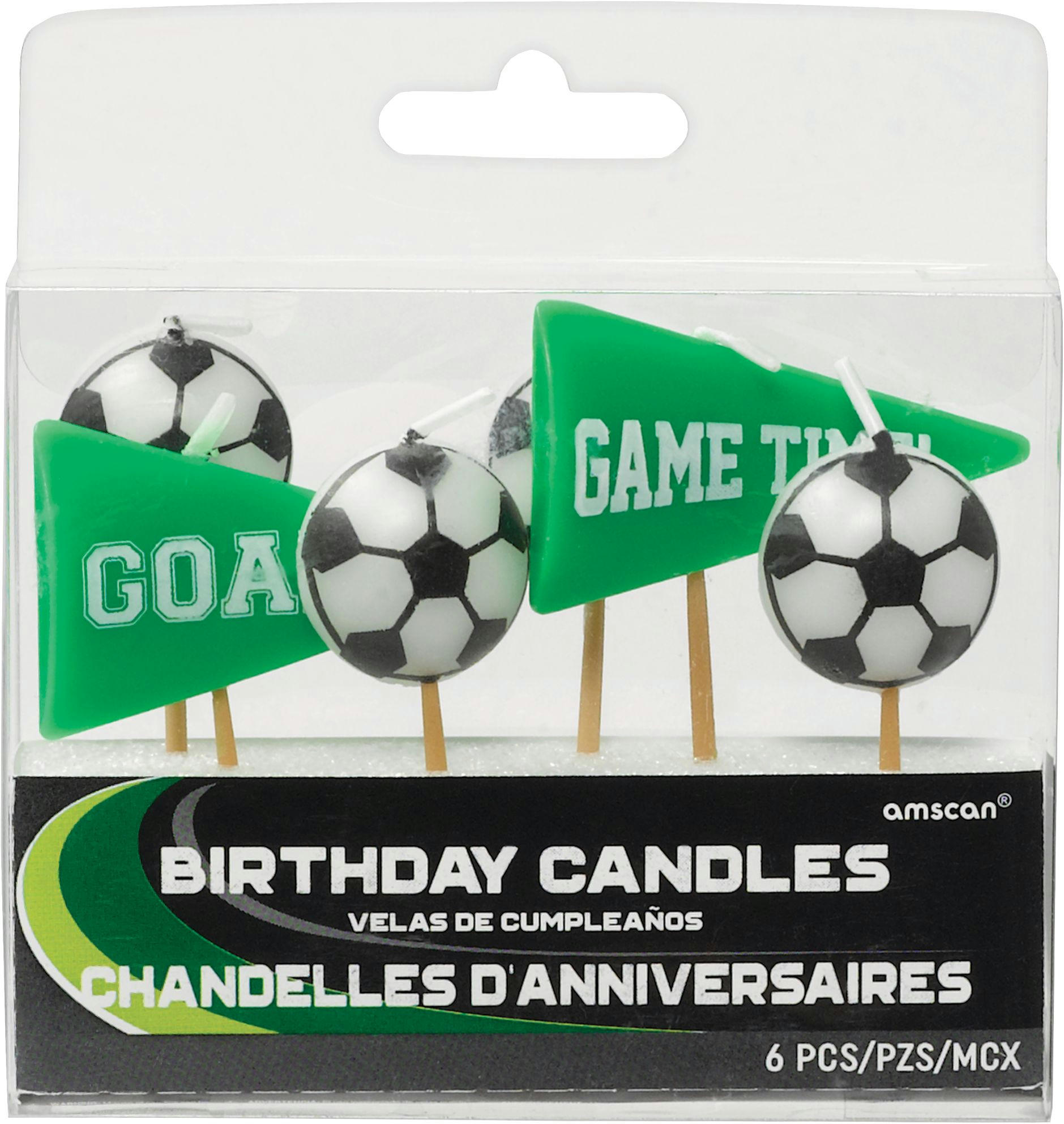 Goal Getter Green Soccer Birthday Candles, 6-pk