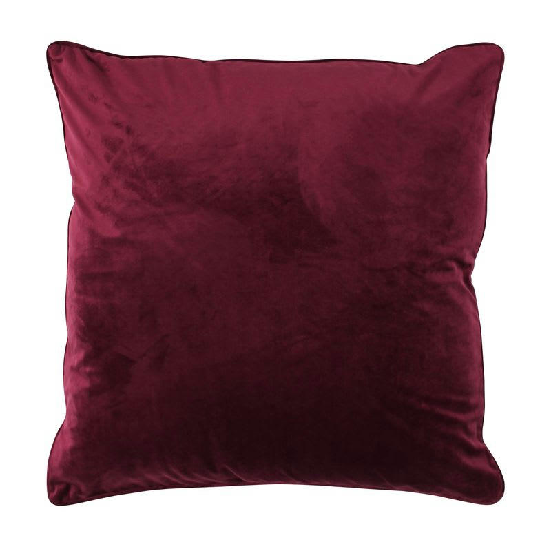 VELOURS - Coussin en velours rouge bourgogne 70x70