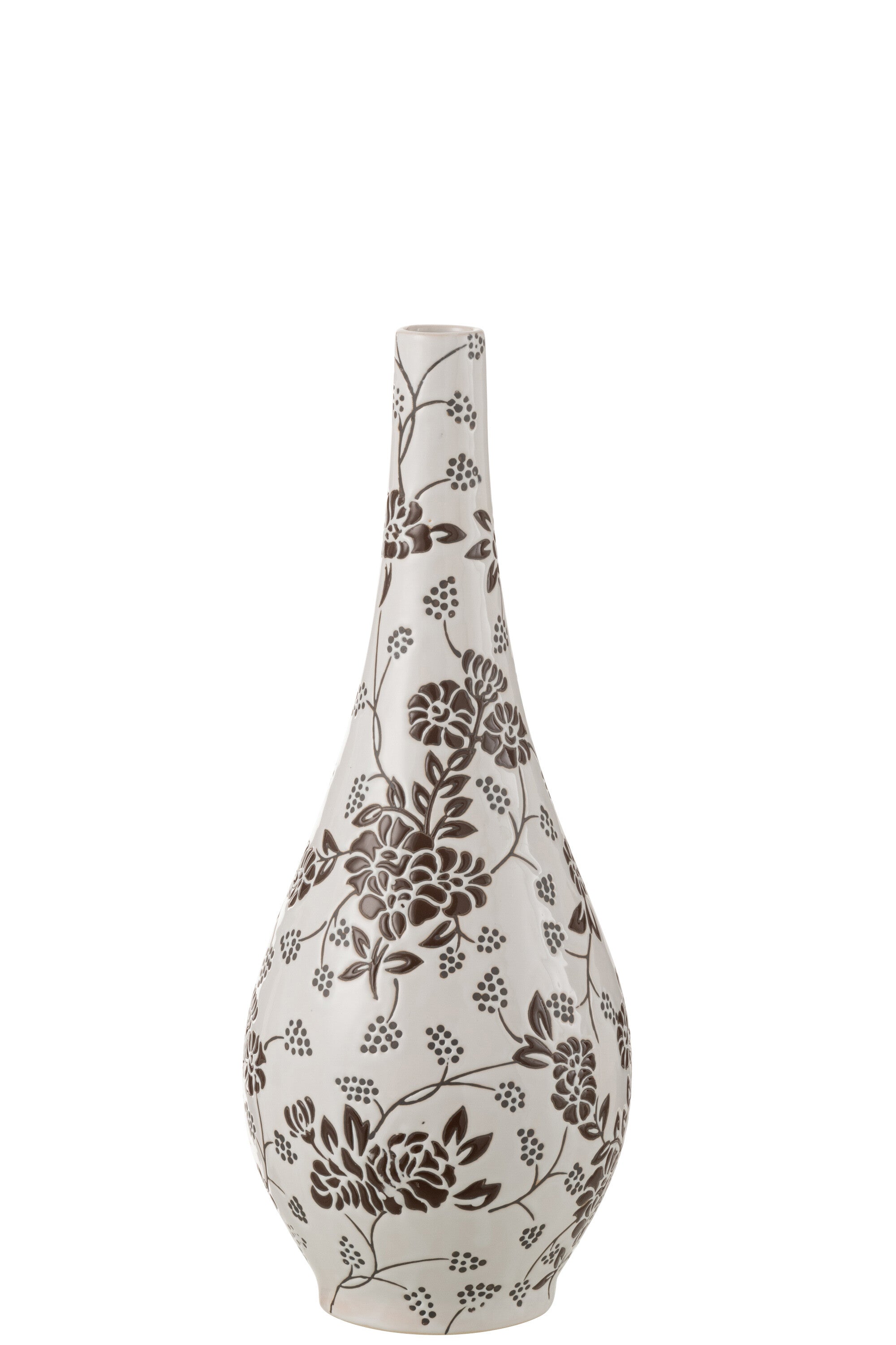 J-Line vaas Zen Peer - porselein - wit/zwart - 43 cm hoog
