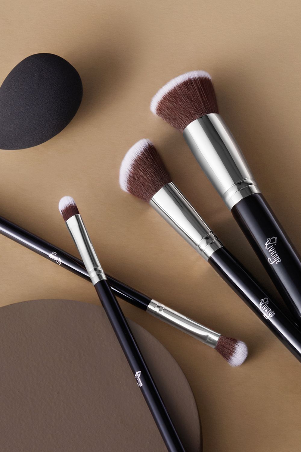 Living and Home 12 Pcs Silver Makeup Brush Set with Makeup Sponge and Brush Egg Gift Set
