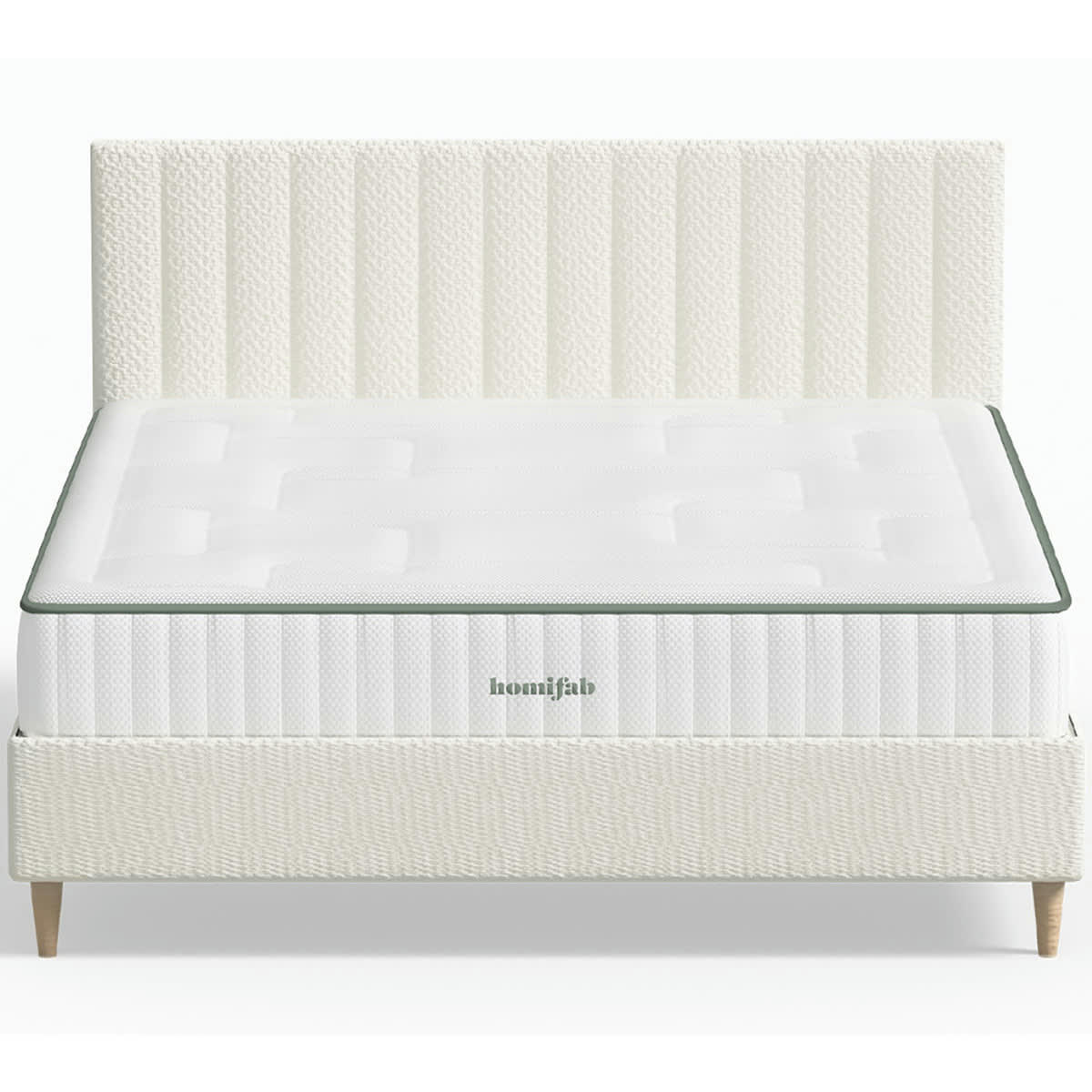 LATEX LUXURY & ELIOT - Pack lit 160x200 en tissu bouclé écru + Matelas latex