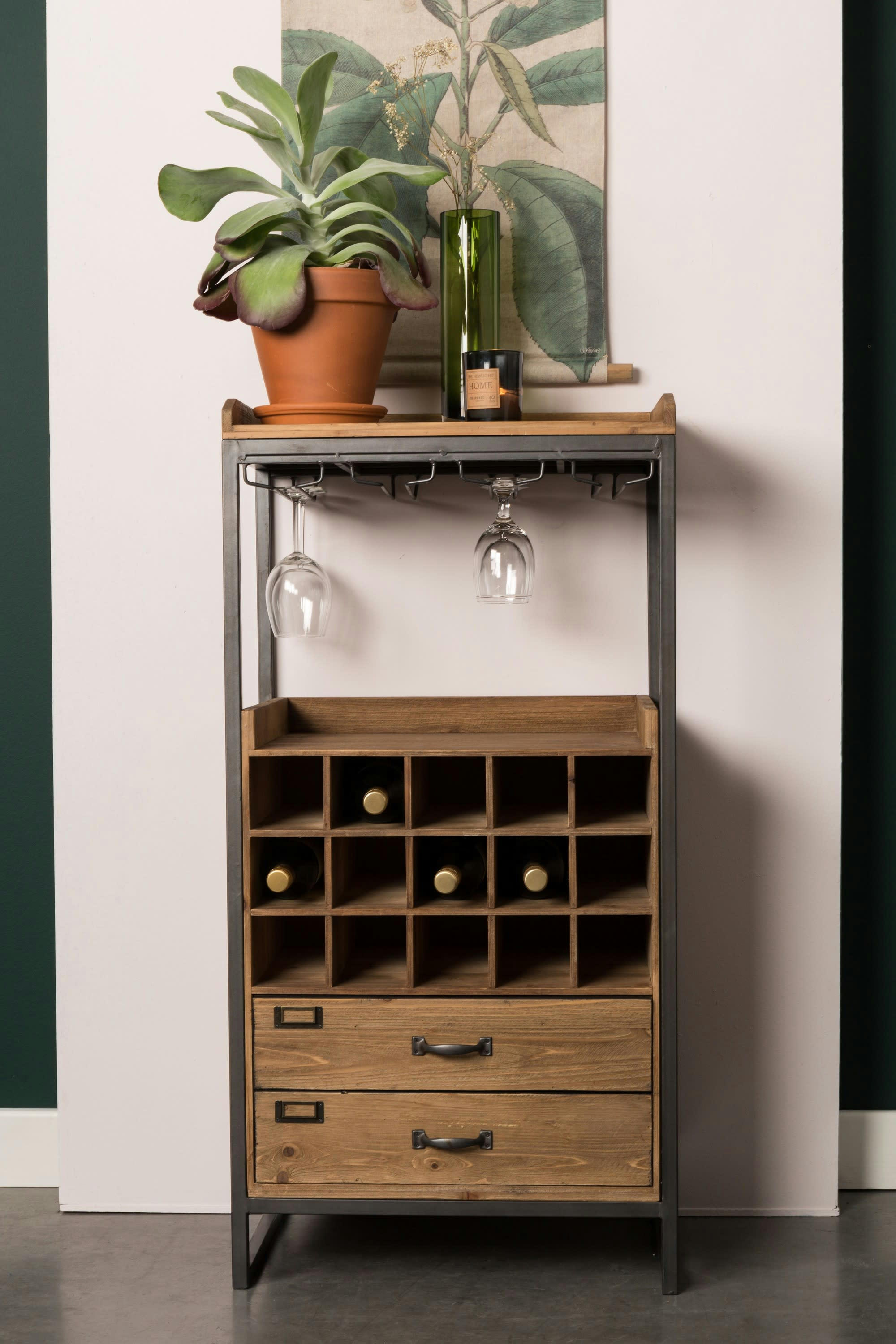 EDGAR - Etagère à boîteilles en bois beige