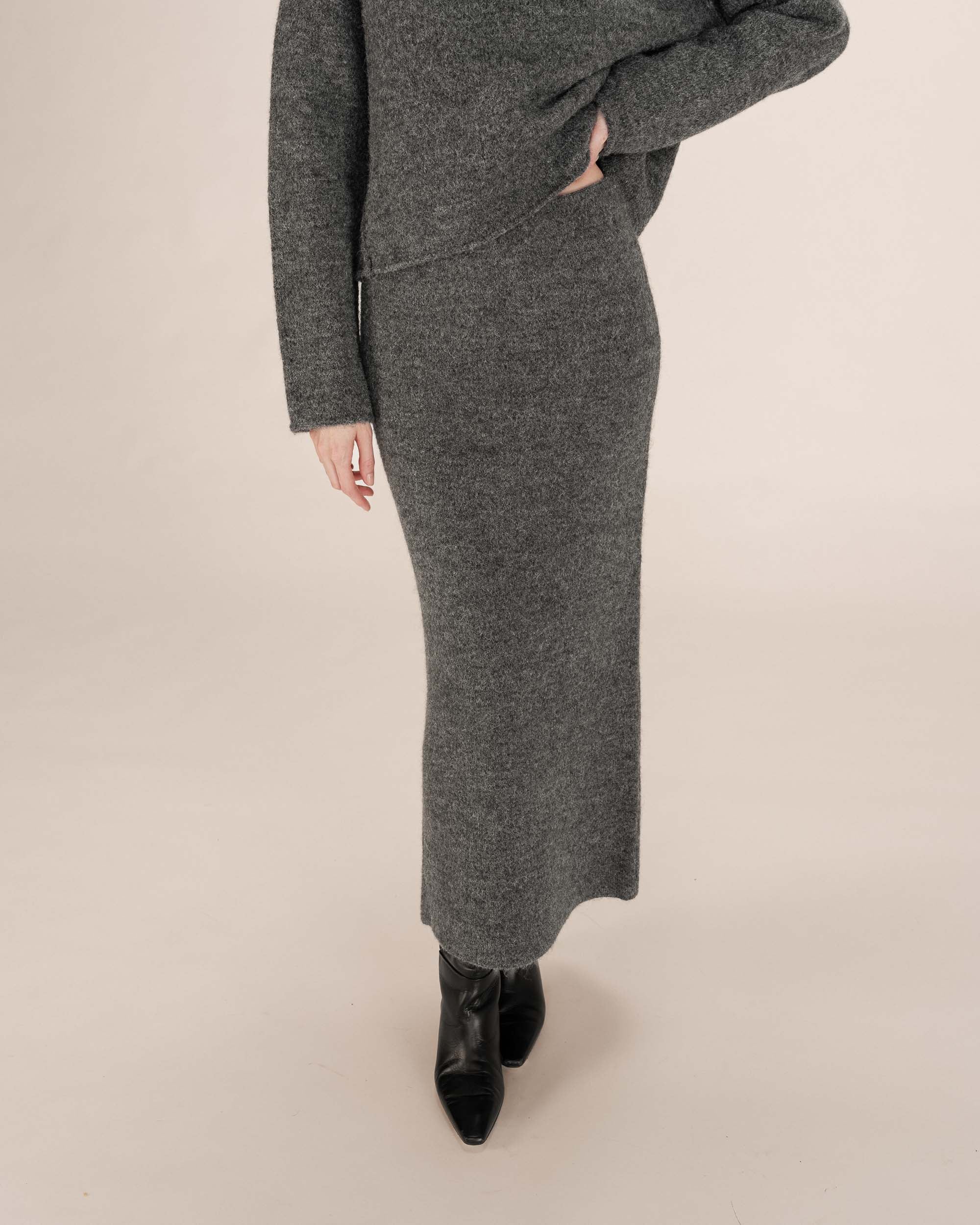 Jupe crayon en maille anthracite Toundra