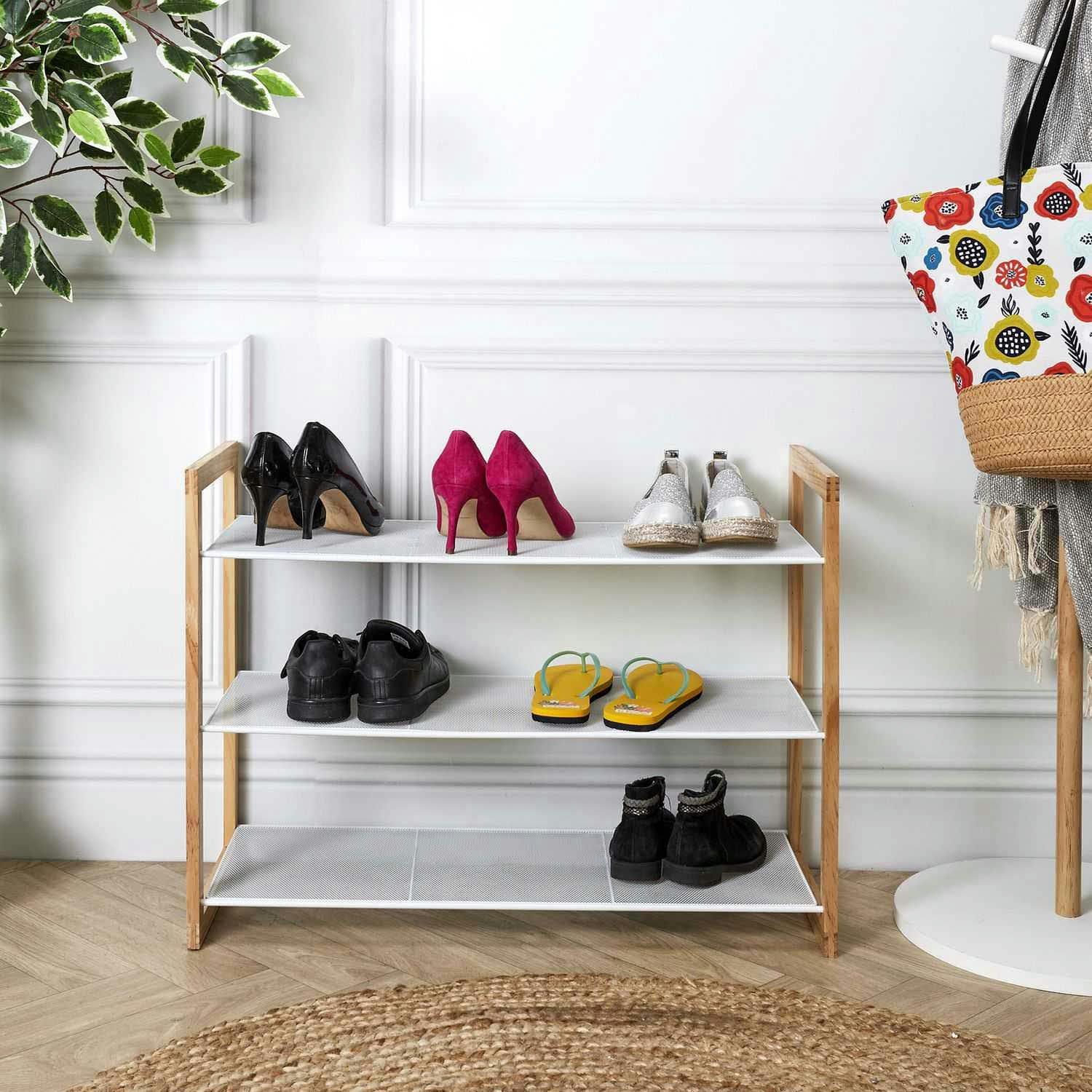 - Meuble à chaussures en acier et pin city 3 étagères