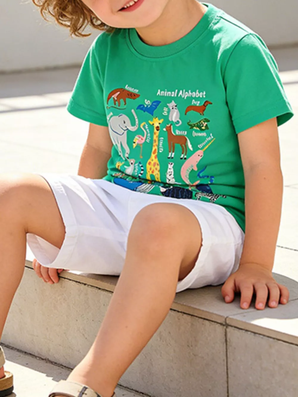 Children's Animal Alphabet Print Short Sleeve T-Shirt