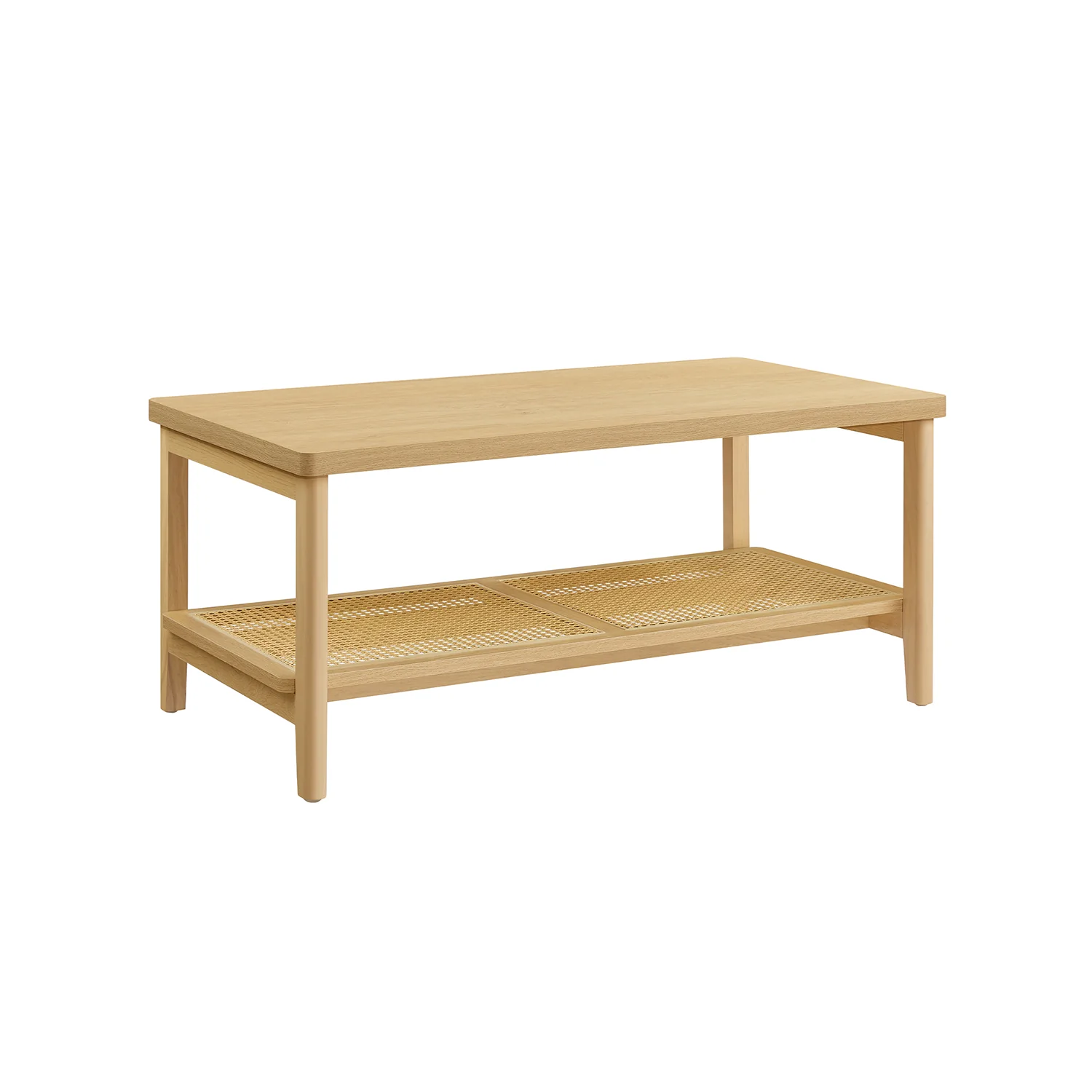 Table basse à 2 niveaux style boho beige chêne