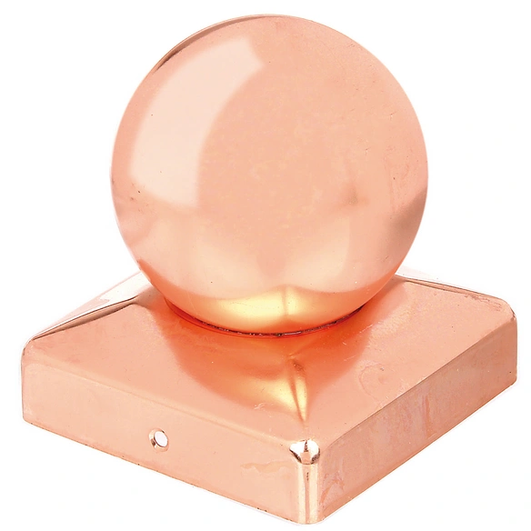 Pfostenkappe, Kupfer, 90x90xH: 33,5 mm, mit Kugelkopf