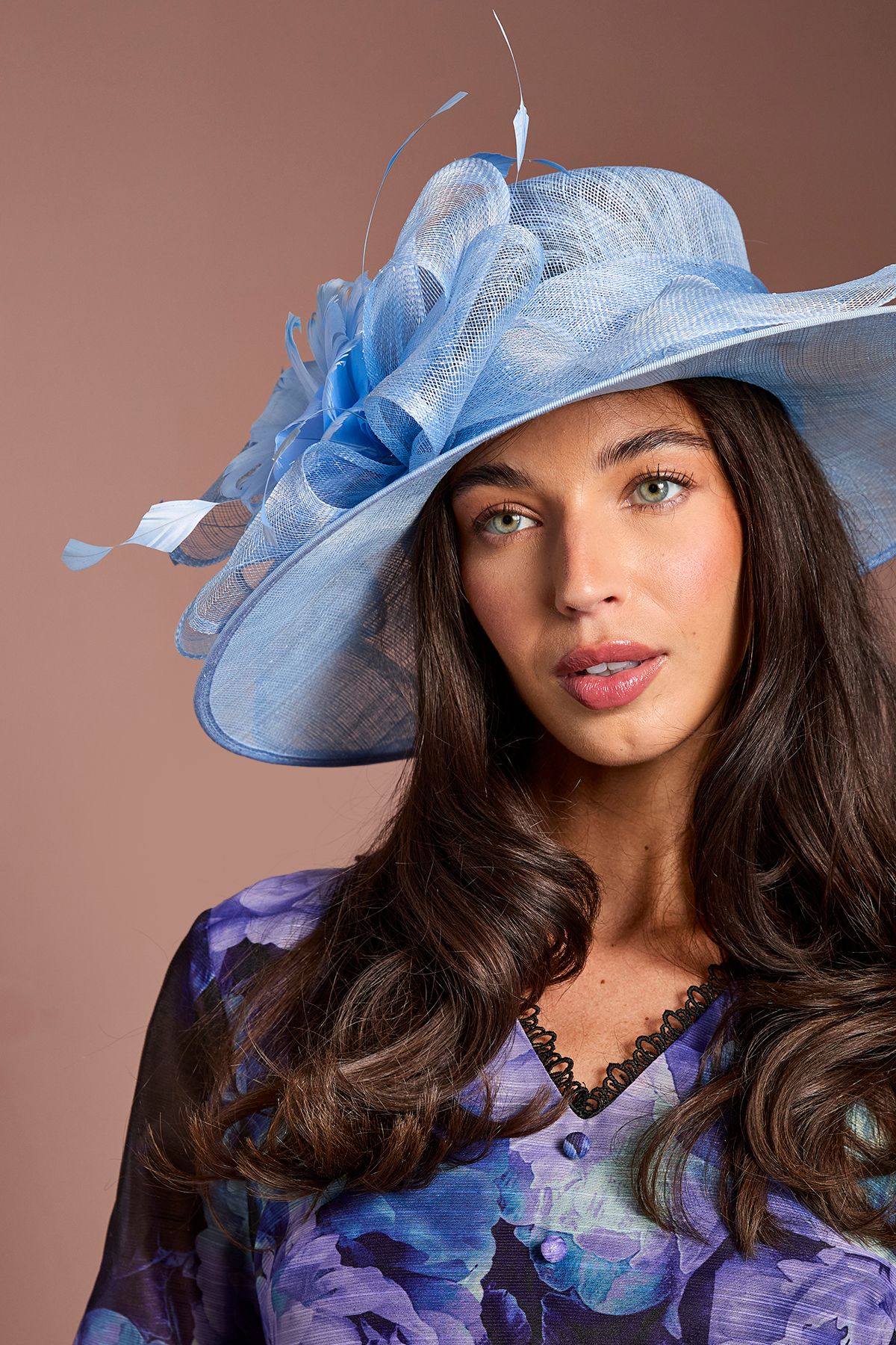 Coast Light Blue Large Floral Rose Hat